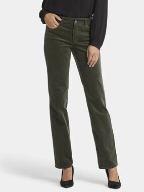NYDJ Marilyn Straight Corduroy Pants In Vine Leaf Size 10 NEW